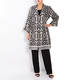 YOEK LINEN TILE PRINT BLAZER BLACK AND WHITE