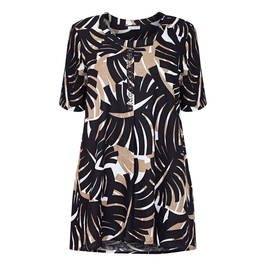 YOEK PORTRAITS LEAF PRINT TOP  - Plus Size Collection