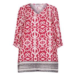 YOEK TILE PRINT TUNIC RED - Plus Size Collection