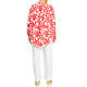 Yoek 100% Linen Shirt Floral Red And White