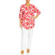 Yoek 100% Linen Shirt Floral Red And White