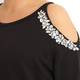 YOEK cold shoulder embellished black SWEATER