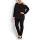 YOEK cold shoulder embellished black SWEATER