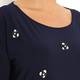 YOEK navy silky jersey embellished TOP