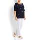 YOEK navy silky jersey embellished TOP