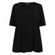 Yoek Cap Sleeve Satin Jersey Top Black 