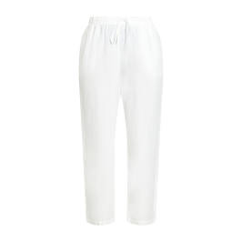 Yoek Pull on Linen Trousers White - Plus Size Collection
