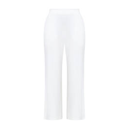 Yoek Pull on Wide Leg Stretch Jersey Trouser White - Plus Size Collection
