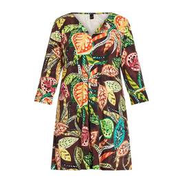 Yoek Leaf Print Shirt Multi-Colour  - Plus Size Collection