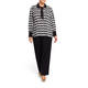 Yoek Houndstooth Tie Neck Tunic Black and White 