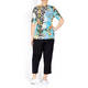ZAIDA RIBBED TROPICAL PRINT T-SHIRT