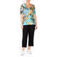 ZAIDA RIBBED TROPICAL PRINT T-SHIRT
