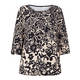 ZAIDA FLORAL PRINT TOP BLACK AND CREAM 