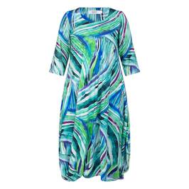 Aino Stretch Jersey Bubble Hem Printed Dress Green  - Plus Size Collection