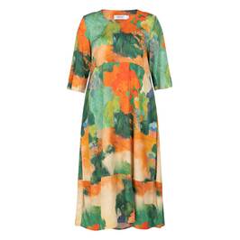 Aino Satin Viscose Printed Midi Dress Multi-Colour - Plus Size Collection