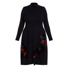 Alembika Princess Cut Rose Dress Black - Plus Size Collection