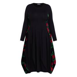 Alembika Rose Print Insert Dress Black - Plus Size Collection