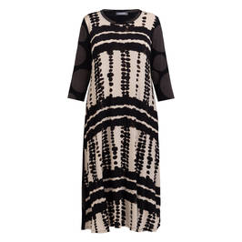 Alembika Satin Front Jersey Print Dress Black  - Plus Size Collection