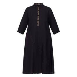 Alembika Linen Half Button Dress Black - Plus Size Collection