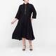 Alembika Linen Half Button Dress Black