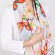 Alembika Floral Scarf Embroidered Multi-Colour White