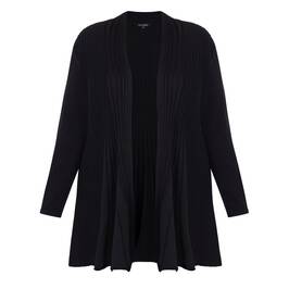 Beige Pleated A-Line Cardigan Black - Plus Size Collection