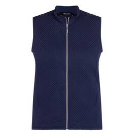 Beige Zip Up Jersey Cotton Gilet Navy - Plus Size Collection