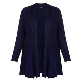 Beige Pleated A-Line Cardigan Navy  - Plus Size Collection