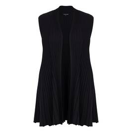 Beige Pleated A-Line Gilet Black - Plus Size Collection
