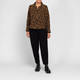 Beige Doodle Print Jacket Black and Caramel 