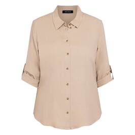 Beige Linen Blend Shirt Beige  - Plus Size Collection