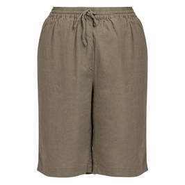 Beige Linen Blend Shorts Sage Green - Plus Size Collection