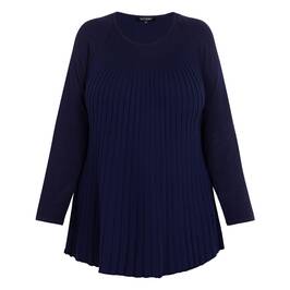 Beige Pleated A-Line Sweater Navy - Plus Size Collection