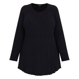 Beige Pleated A-Line Sweater Black - Plus Size Collection