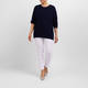 Beige Ribbed Sweater Navy 