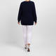 Beige Ribbed Sweater Navy 