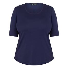 Beige Cotton T-Shirt Navy  - Plus Size Collection