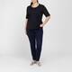 Beige Round Neck Cotton T-Shirt Black 