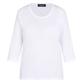 Beige Cotton 3/4 Sleeve T-Shirt White  - Plus Size Collection