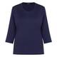 Beige Cotton 3/4 Sleeve T-Shirt Navy