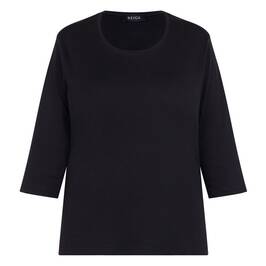 Beige Cotton 3/4 Sleeve T-Shirt Black - Plus Size Collection