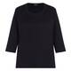 Beige Cotton 3/4 Sleeve T-Shirt Black