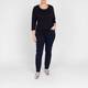 Beige Cotton 3/4 Sleeve T-Shirt Black