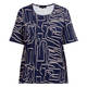 Beige Stretch Jersey Printed T-Shirt Navy 