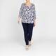Beige Floral Print T-Shirt Navy 