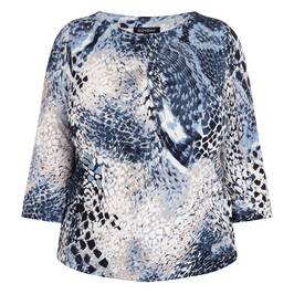 Beige Abstract Scale Print Top Blue - Plus Size Collection