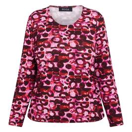 Beige Circle Print Jersey Top Fuchsia  - Plus Size Collection