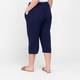 Beige Linen Blend Cropped Trousers Navy 