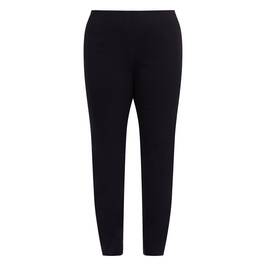 Beige Technostretch Pull On Trousers Black - Plus Size Collection