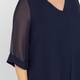 Beige V-Neck Georgette Tunic Navy